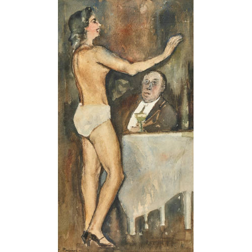 JULES PASCIN : 'Jeune danseuse, � demie nue, au vari�t�' (DOBIASCHOFSKY AUKTIONEN AG)