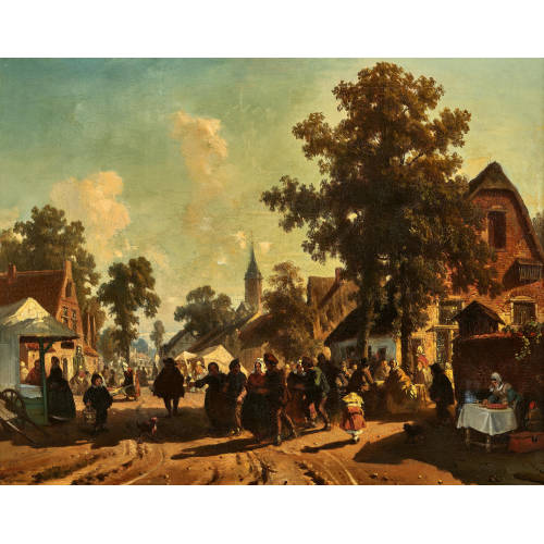 FLORENT NICOLAS CRABEELS : Belebte Dorfszene (DOBIASCHOFSKY AUKTIONEN AG)