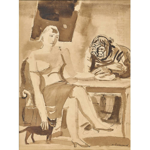 MAURICE BARRAUD : Mann und Frau am Tisch (DOBIASCHOFSKY AUKTIONEN AG)