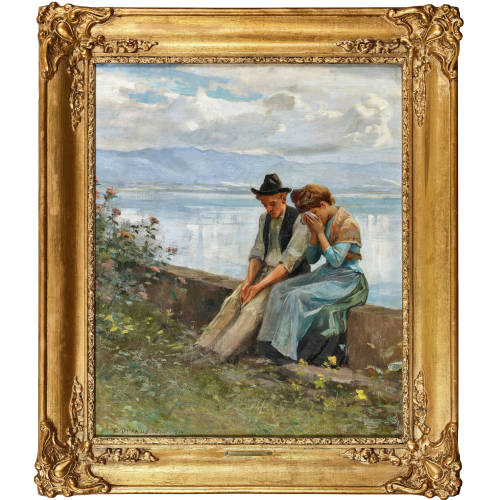 AUGUSTE FR�D�RIC DUFAUX : Trauriges Paar am Seeufer (DOBIASCHOFSKY AUKTIONEN AG)