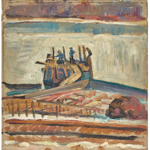 ERNST SAMUEL GEIGER : Hafenpartie mit Arbeitern (DOBIASCHOFSKY AUKTIONEN AG)
