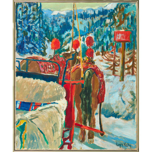 ROGER KATHY : 'Pferdekutsche im schneebedeckten St. Moritz' (DOBIASCHOFSKY AUKTIONEN AG)