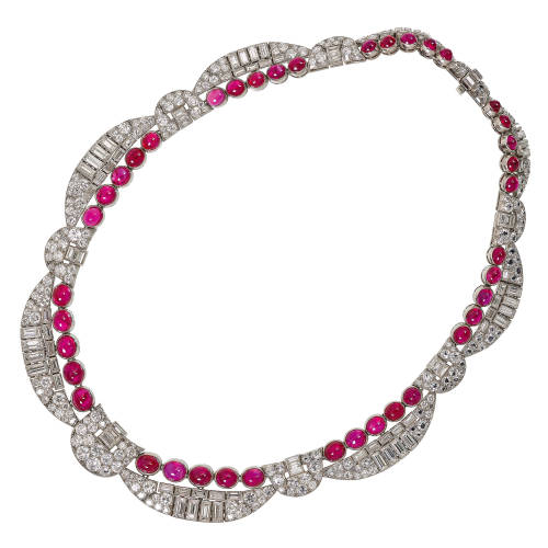 RUBIN-DIAMANT-COLLIER : Frankreich, wohl im Stil des sp�ten Art d�co (DOBIASCHOFSKY AUKTIONEN AG)
