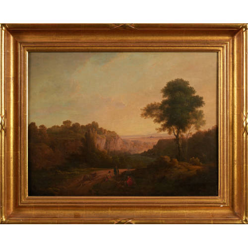 JULIUS CAESAR IBBETSON : Felsige Landschaft mit Rastenden (DOBIASCHOFSKY AUKTIONEN AG)