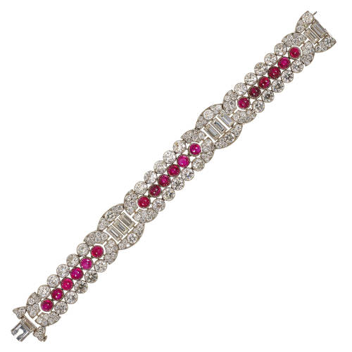 RUBIN-DIAMANT-BRACELET : Frankreich, wohl im Stil des sp�ten Art d�co (DOBIASCHOFSKY AUKTIONEN AG)
