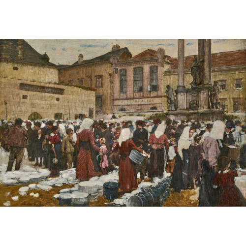JOHANN NEPOMUK GELLER : Der Markt bei der Dreifaltigkeitss�ule in Krems an der Donau (DOBIASCHOFSKY AUKTIONEN AG)