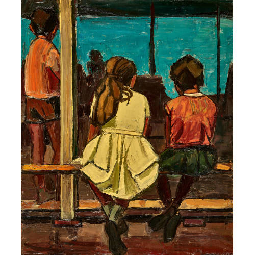 ALBERT SCHNYDER : 'Fillettes assises devant le man�ge' (DOBIASCHOFSKY AUKTIONEN AG)