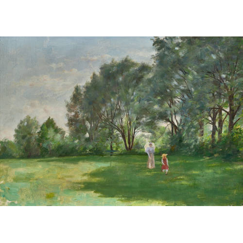 WILLIAM R�THLISBERGER : Sommerliche Landschaft mit Frau und Kind (DOBIASCHOFSKY AUKTIONEN AG)