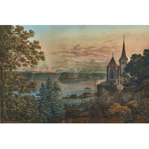JOHANN JOSEPH HARTMANN : Die Petersinsel von Ligerz-Gl�resse aus (DOBIASCHOFSKY AUKTIONEN AG)