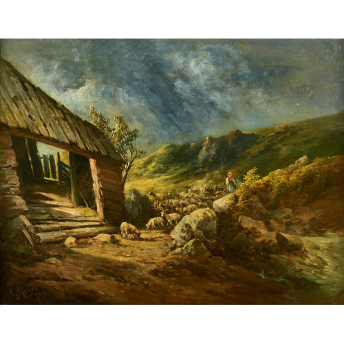 GEORG GEYER : Heimkehrende Schafherde (DOBIASCHOFSKY AUKTIONEN AG)
