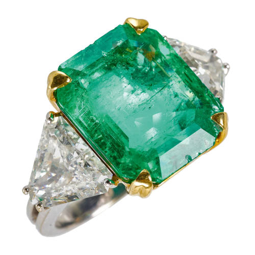 SMARAGD-DIAMANT-RING : (DOBIASCHOFSKY AUKTIONEN AG)