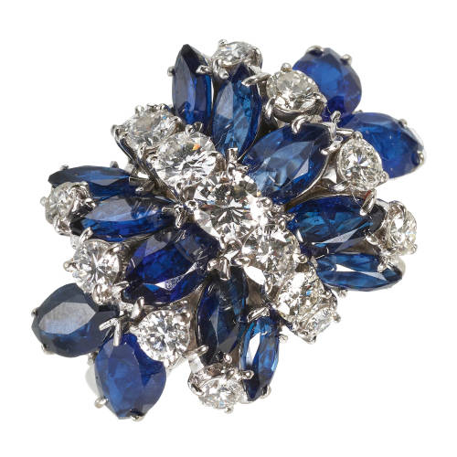 SAPHIR-BRILLANT-RING : (DOBIASCHOFSKY AUKTIONEN AG)