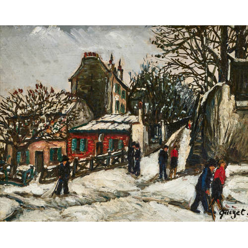 ALPHONSE L�ON QUIZET : Le cabaret Le Lapin Agile sous la neige (DOBIASCHOFSKY AUKTIONEN AG)