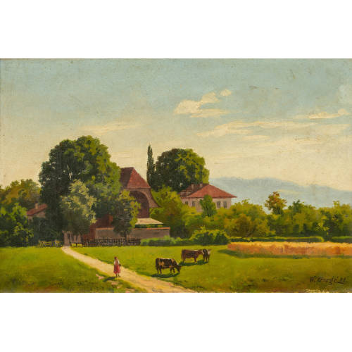 WILLIAM (AUCH WILHELM) GORG� : Hoflandschaft im Emmental (DOBIASCHOFSKY AUKTIONEN AG)