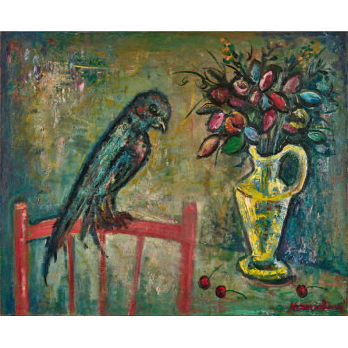 MARC STERLING : 'Perroquet sur chaise rose' (DOBIASCHOFSKY AUKTIONEN AG)