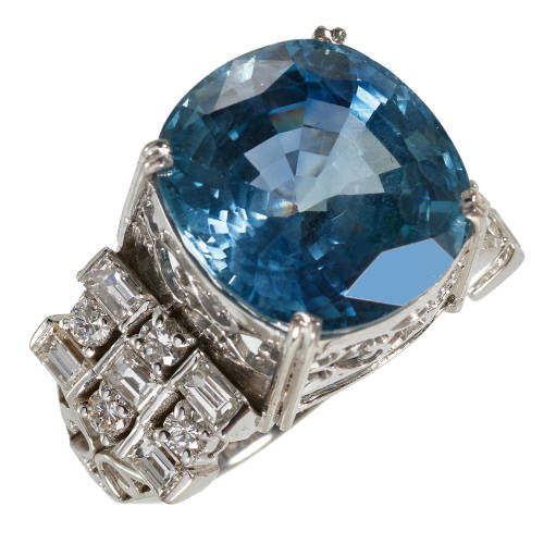 SAPHIR-DIAMANT-RING : (DOBIASCHOFSKY AUKTIONEN AG)