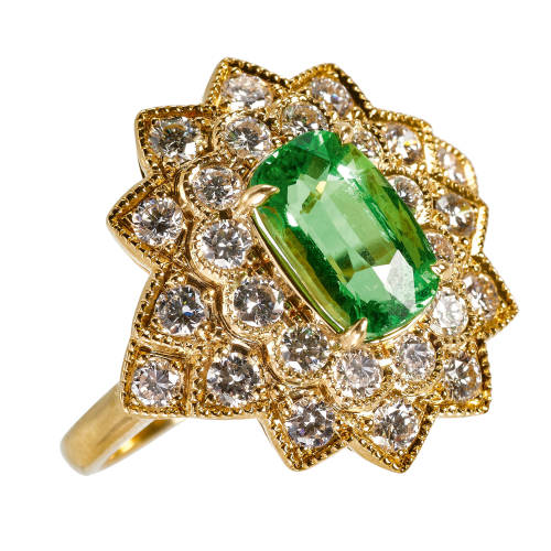 TSAVORIT-DIAMANT-RING : (DOBIASCHOFSKY AUKTIONEN AG)