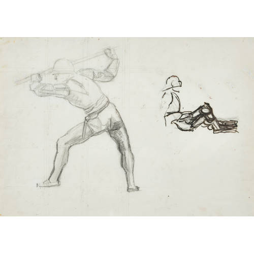 FERDINAND HODLER : Zwei Figurenstudien zu 'Schlacht bei Murten' (DOBIASCHOFSKY AUKTIONEN AG)