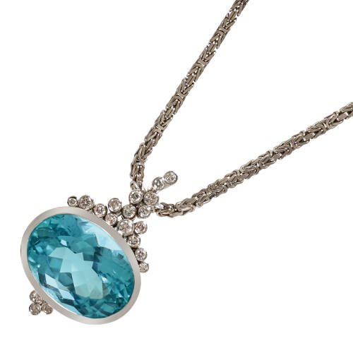 AQUAMARIN-BRILLANT-ANH�NGER AN KETTE : (DOBIASCHOFSKY AUKTIONEN AG)