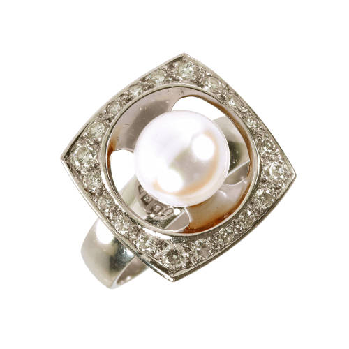 PERLEN-BRILLANT-RING : (DOBIASCHOFSKY AUKTIONEN AG)