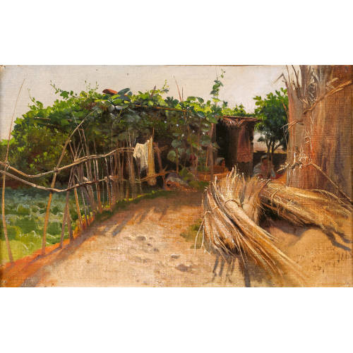 RAPHAEL RITZ : Une hutte recouverte de plantes et de feuillage (DOBIASCHOFSKY AUKTIONEN AG)