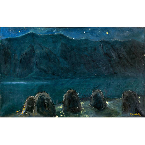 VICTOR SURBEK : N�chtliche Szene �ber dem Brienzersee (DOBIASCHOFSKY AUKTIONEN AG)