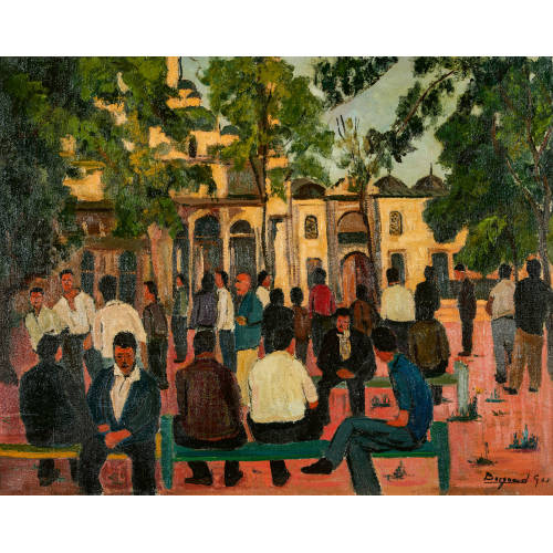 GEORGES BORGEAUD : M�nner im Park vor einer Moschee (DOBIASCHOFSKY AUKTIONEN AG)
