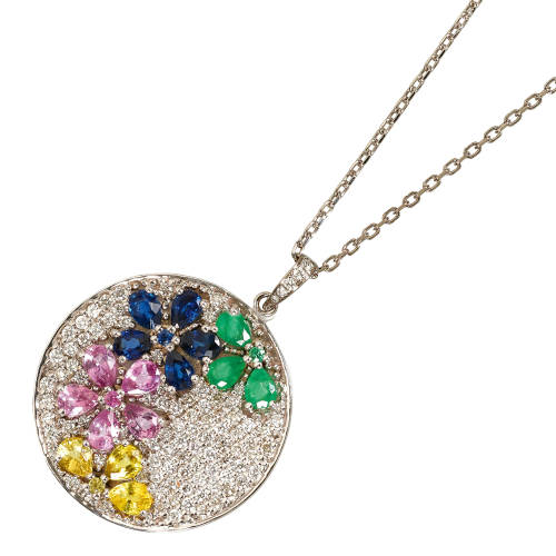 SAPHIR-SMARAGD-DIAMANT-ANH�NGER MIT KETTE : (DOBIASCHOFSKY AUKTIONEN AG)