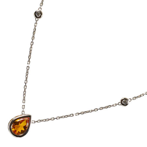 CITRIN-DIAMANT-ANH�NGER MIT KETTE : (DOBIASCHOFSKY AUKTIONEN AG)
