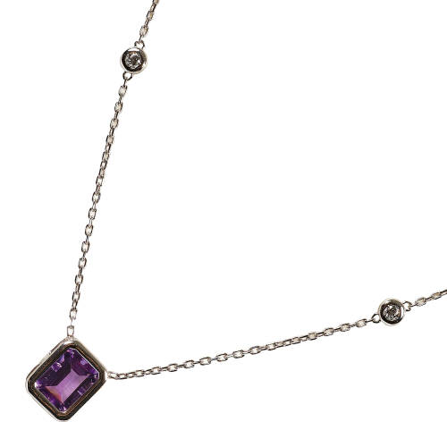 AMETHYST-DIAMANT-ANH�NGER MIT KETTE : (DOBIASCHOFSKY AUKTIONEN AG)