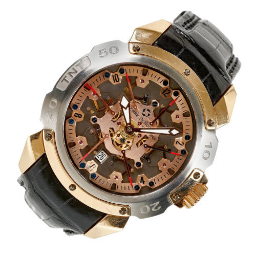 PIERRE DEROCHE : Herrenarmbanduhr 'TNT Royal Retro Gold', limitierte Edition (DOBIASCHOFSKY AUKTIONEN AG)