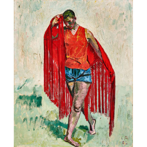 CUNO AMIET : T�nzerin mit rotem Fransentuch (DOBIASCHOFSKY AUKTIONEN AG)