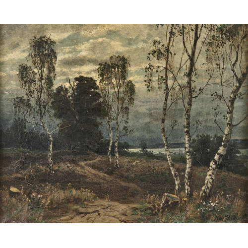 ADOLF (EIGTL. JOHANN ADOLF) ST�BLI : Seeuferlandschaft mit Birkenhain (DOBIASCHOFSKY AUKTIONEN AG)