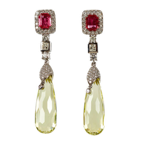 SAPHIR-DIAMANT-CITRIN-OHRH�NGER : (DOBIASCHOFSKY AUKTIONEN AG)