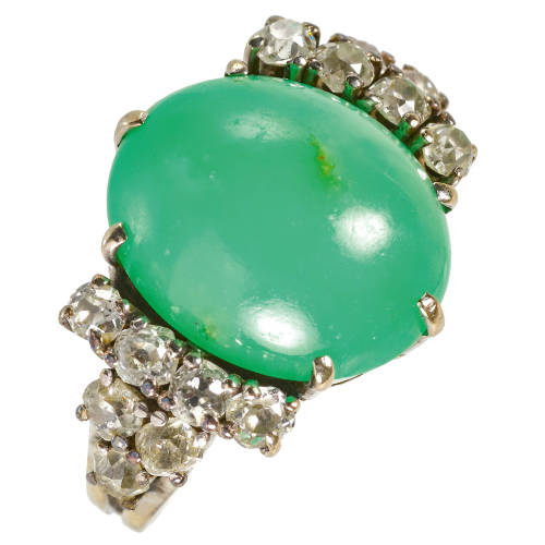 CHRYSOPRAS-DIAMANT-RING : (DOBIASCHOFSKY AUKTIONEN AG)