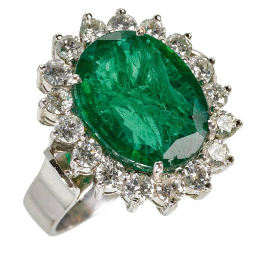 SMARAGD-DIAMANT-RING : (DOBIASCHOFSKY AUKTIONEN AG)