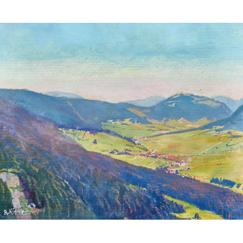ROBERT KIENER : 'Vue sur le vallon depuis le Mont Soleil' (DOBIASCHOFSKY AUKTIONEN AG)