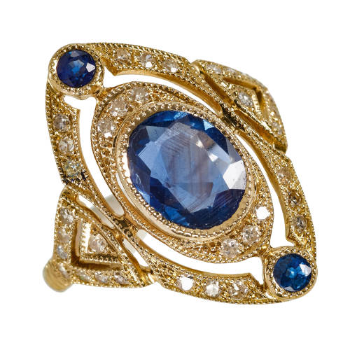SAPHIR-DIAMANT-RING : (DOBIASCHOFSKY AUKTIONEN AG)