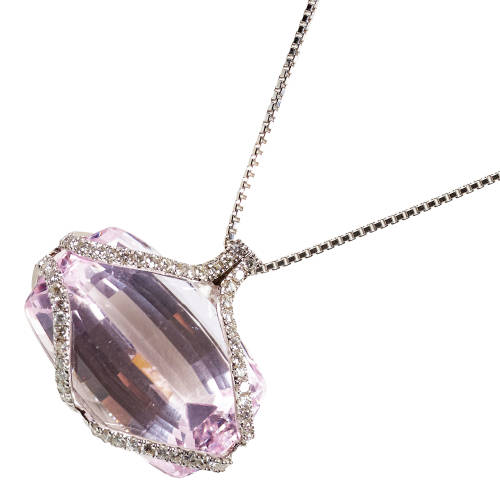 KUNZIT-DIAMANT-ANH�NGER MIT KETTE : (DOBIASCHOFSKY AUKTIONEN AG)
