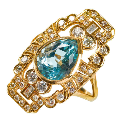 AQUAMARIN-DIAMANT-RING : (DOBIASCHOFSKY AUKTIONEN AG)