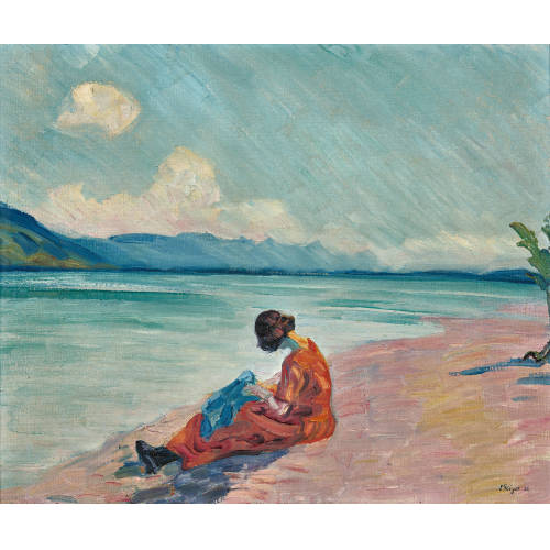 ERNST SAMUEL GEIGER : 'Sitzende Frau am Bielersee' (DOBIASCHOFSKY AUKTIONEN AG)