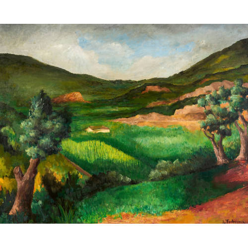 JOHANN WILHELM VON TSCHARNER : 'Walliser Landschaft bei Sierre' (DOBIASCHOFSKY AUKTIONEN AG)