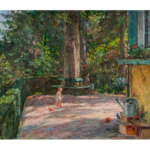 ALFRED MARXER : Spielendes Kind im sommerlichen Garten (DOBIASCHOFSKY AUKTIONEN AG)