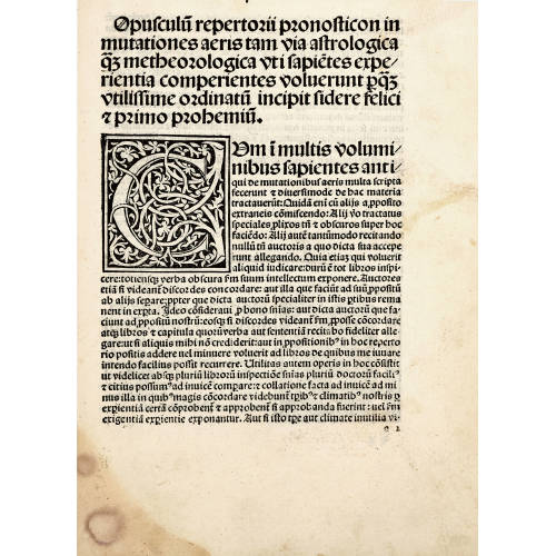 FIRMINUS DE BELLAVALLE : 'Opusculum repertorii pronosticon in mutationes aeris' (DOBIASCHOFSKY AUKTIONEN AG)