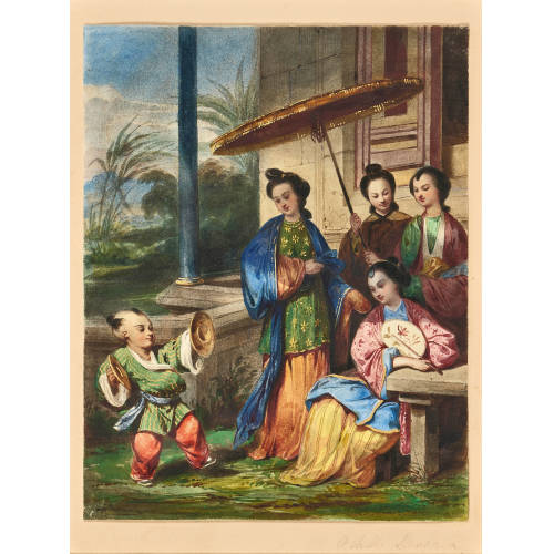ACHILLE JACQUES JEAN MARIE DEV�RIA : Sc�ne chinoise au jardin (DOBIASCHOFSKY AUKTIONEN AG)