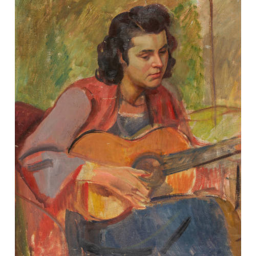 ARMAND SCHWARZ : Junge Frau beim Gitarre spielen (DOBIASCHOFSKY AUKTIONEN AG)