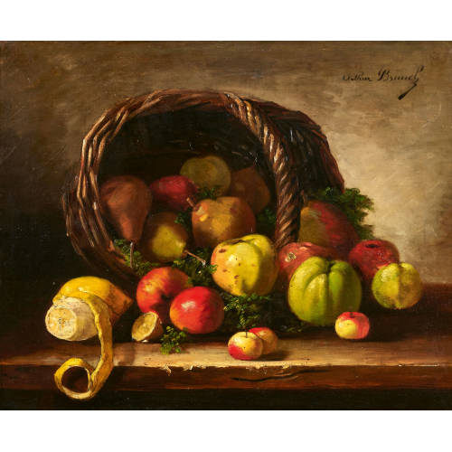 ALFRED ARTHUR BRUNEL DE NEUVILLE : Nature morte � la corbeille de fruits (DOBIASCHOFSKY AUKTIONEN AG)