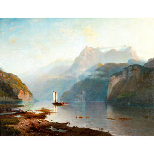 AUGUSTE LOUIS VEILLON : 'Un soir � Brunnen' (DOBIASCHOFSKY AUKTIONEN AG)