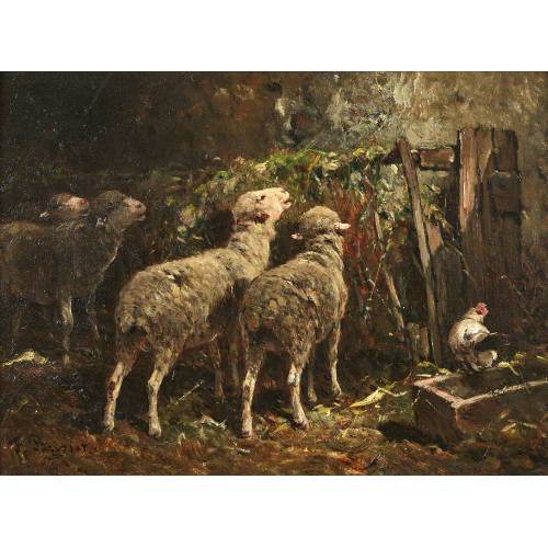 F�LIX-SATURNIN BRISSOT DE WARVILLE : Les moutons � la bergerie (DOBIASCHOFSKY AUKTIONEN AG)