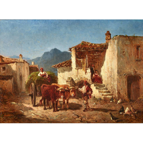 F�LIX-SATURNIN BRISSOT DE WARVILLE : La charrette de foin (DOBIASCHOFSKY AUKTIONEN AG)